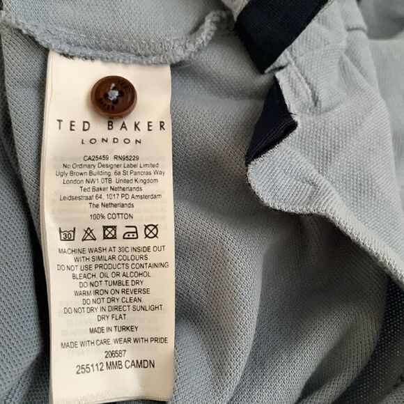 Ted Baker London Blue Polo Short Sleeve Men’s Shirt Size 6/ S - Picture 7 of 8